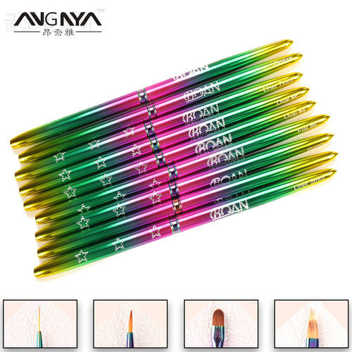 ANGNYA Multicolor Nail Brush UV Gel Brush For Nail Art Gel Brush Manicure Liner Brush Drawing Painting Brush Manicure Art Tools