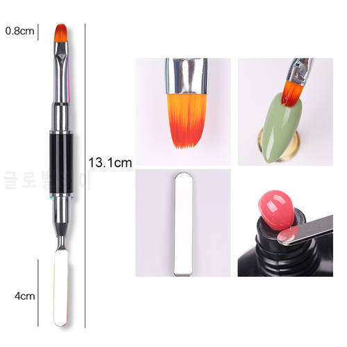 1PC Dual Ended Nail Art Acrylic UV Gel Extension extension Flower Drawing Pen Brush UV Gel Remover Spatula Stick Manicure Tool