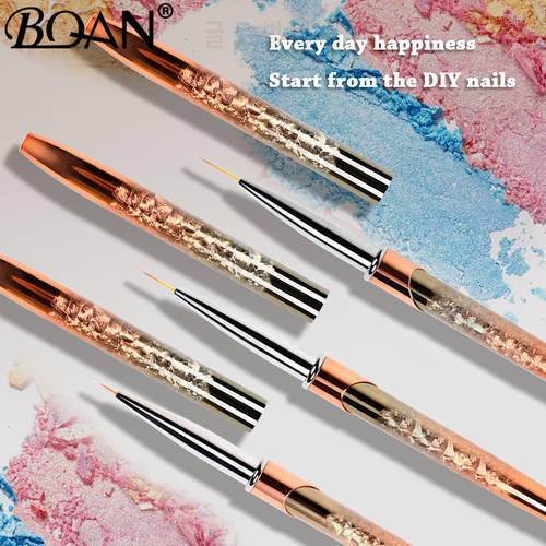 BQAN Rose Gold Nail Art Brush Gradient Gel Nail Brush Line Painting Brushes Nails Crystal Acrylic Liner Drawing Pen
