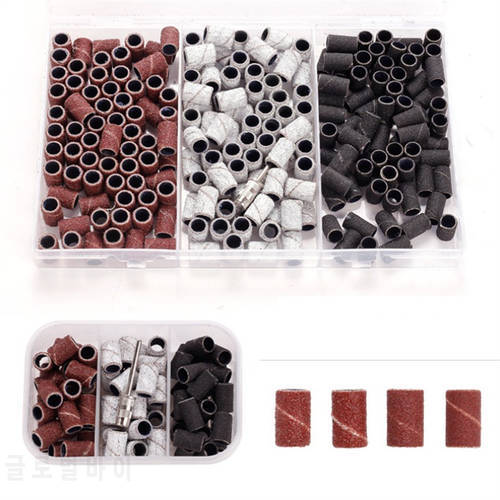 100Pcs/Pack 80 120 180 240 Grit Sanding Bands Manicure Pedicure Nail Electric Drill Machine Grinding Sand Ring Bit