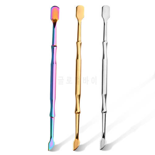 Rainbow Stainless Steel Nail Cuticle Pusher Tweezer Nail Art Files UV Gel Polish Remove Manicure Care Groove Clean Tool