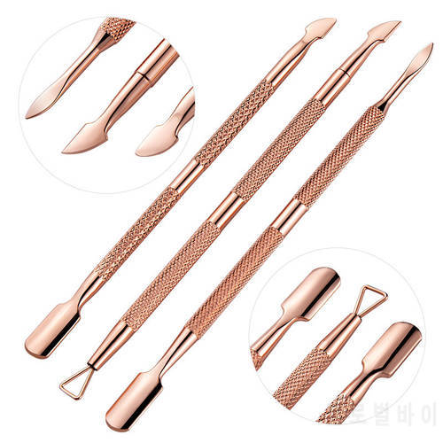 3 Style Gold Stainless Steel Cuticle Pusher Nail Art Pedicure Manicure Tools Nail File Dead Skin Push Cuticle Remover Nail Push
