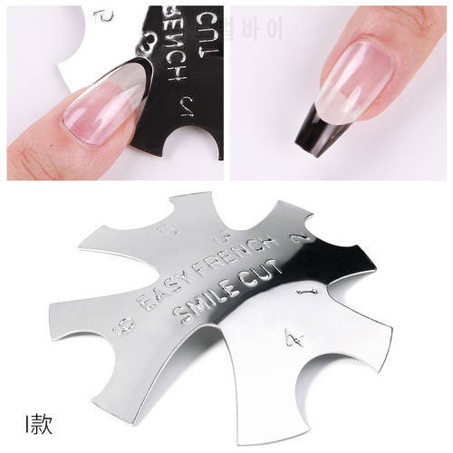 Pro 9 Sizes Easy French Smile Cut V Line almond shape Tips Manicure Edge Trimmer Nail Cutter Acrylic 10 types French Nails Mold