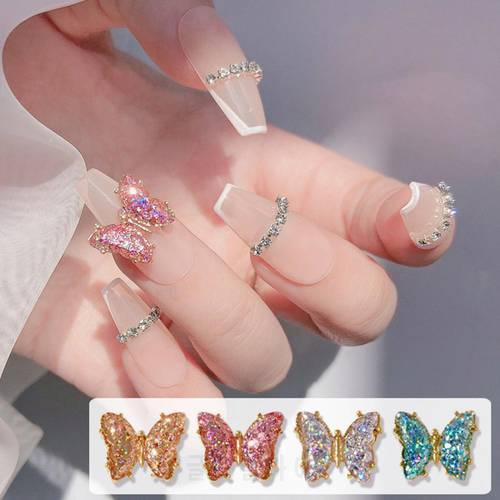 Manicure Decoration Strong Luxury Alloy Butterfly 3D Rhinestone Nail Art Decorations for Women