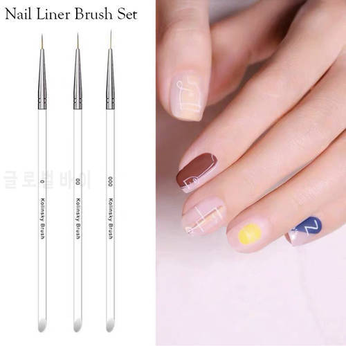 3PCS Nail Pen Pull Line Drawing Pen Set Nail Art Manicure For French Lines Stripes Grid Pattern Painting Pen Dotting Tools