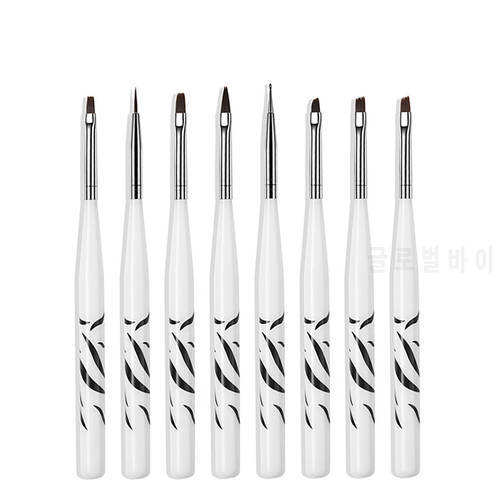 8 Piece Manicure Brush Set Acrylic Liquid Powder French Stripes Line Pattern Paint Dot Picking Pen