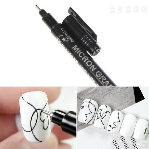1pcs Nail Art Graffiti Pens Black Color UV Gel Polish Design Dot Painting Detailing Pen Brushes DIY Nail Art Adorn Tools