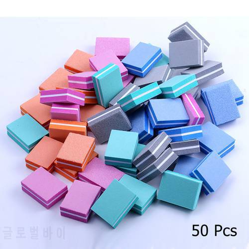 10/25/50pcs lot Double-sided Mini Nail File Blocks Colorful Sponge Polish Sanding Buffer Strips Polishing Manicure Tools