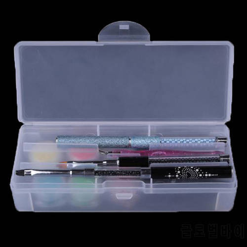 1Pc Rectangle Double-layer Nail Art Tool Empty Storage Box Tweezers Clippers Pens Polishing Nail Buffer Files Plastic Container