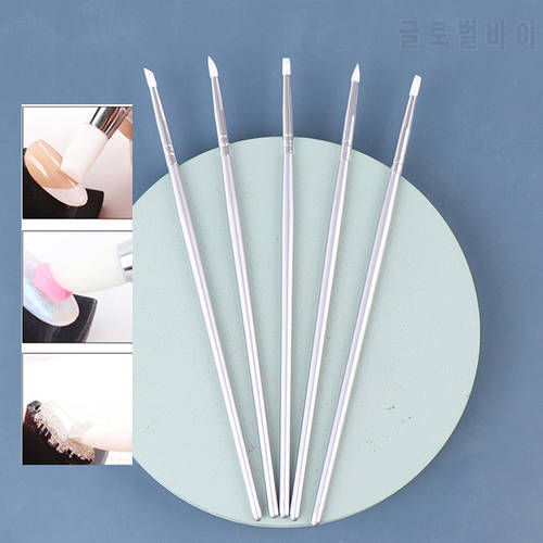 5Pcs Silicone Head Painting Brushes Nail Art Carving Carving Pen Kit For 3D Effect Shaping Drawing Tools