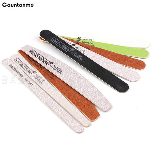 10Pcs/Lot Professional Wooden Nail Files Sticks Straight Double Sided Emery Boards Sandpaper Boat Buffer Manicure Pedicure Tools