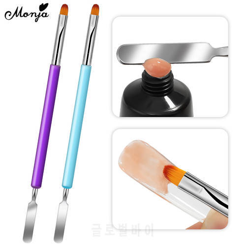 Monja Dual Head Nail Art Acrylic UV Gel Extension Builder Drawing Pen Brush Polish Removal Spatula Stick Manicure Tool