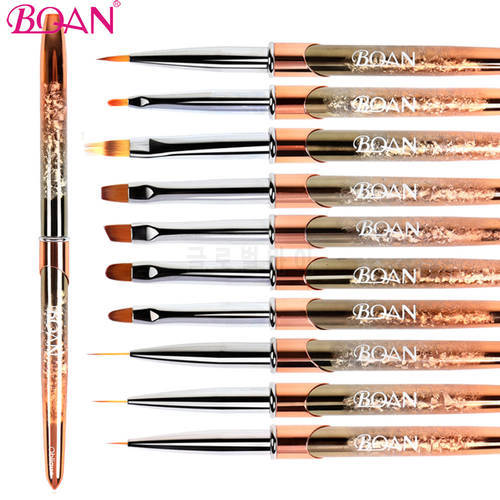 BQAN 1 PC Rose Gold Nail Art Brush UV Gel Brush Nail Brush Line Painting Brushes Nails Crystal Acrylic Liner Drawing Pen Tools