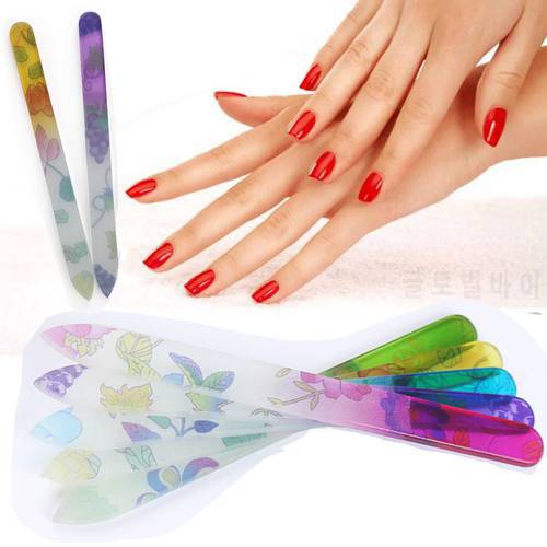 Professional 14cm Color Printing Glass Nail File Printing Crystal Glass Nail File Flash Nail Polish Tool