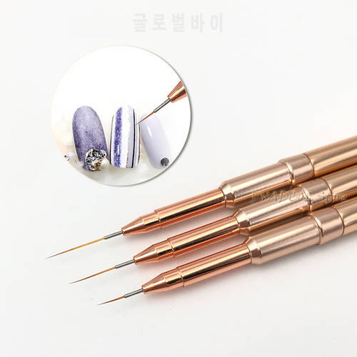 1pcs Professional Line Painting Nail Art Brush for DIY UV Gel Ultra-thin Stripes Liner Drawing Pen Gold Metal Handle Manicure