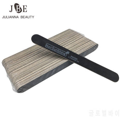 50pcs/lot Black Wooden Nail File 240/320 Black Strong Thick Professional Nail Buffer Strips Double-sided Manicure Tools