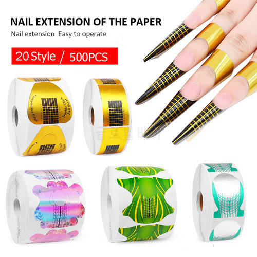 500Pcs Nail Forms Set for Nails Extension Builder Form Guide Nail Art Stickers Professional Acrylic Manicure Paper Holder Tool