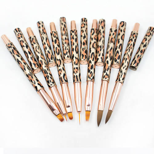 Acrylic French Stripe Leopard Print Nail Art Liner Brush Set 3D Tips Manicure Ultra-thin Line Drawing Painting Pen Tools