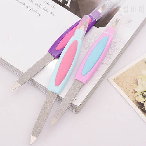 2 Ended Nail Pusher Manicure Files Nail File Cuticle Remover Trimmer Sanding Nail Art Buffer Polish Tool