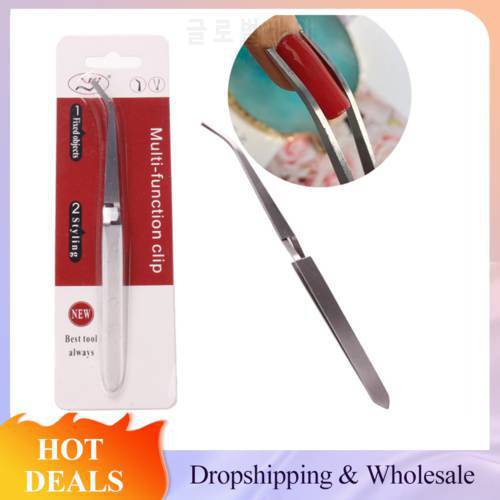 1pc Nail Art Tweezers Stainless Steel Cross Action Tweezers Nail Special Shaping Clip Manicure Curve Tweezers Nipper Nail Tools