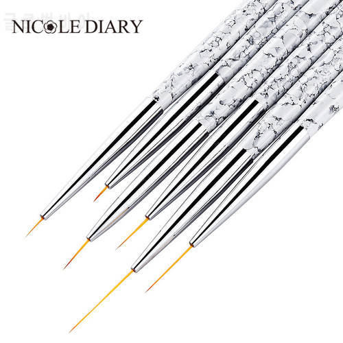 5/7/9mm 11/15/20mm Nail Brush Acrylic French Stripe Line Painting Drawing Flower Pen Gel UV Polish Marble Handle Manicure Tools