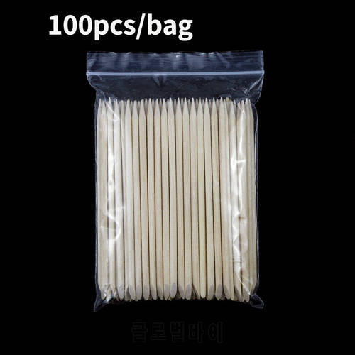 4 different sizes Orange Wood Sticks for Cuticle Pusher Cuticle Remove Tool forks for nails Manicures Tools 100Pcs/Set