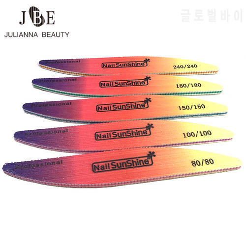 3/5/10Pcs Professional Nail Files Rainbow Strong Sandpaper Grit 80/100/150/180/240 Emery Board Art Nail File For Manicure Tools