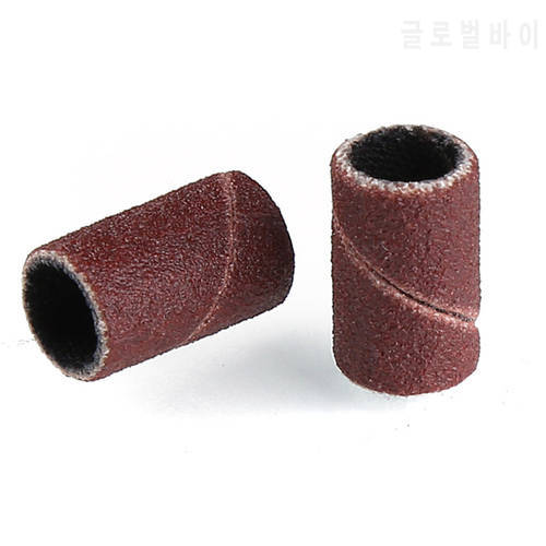 100Pcs Red Sanding Caps Nail Art Sanding Bands Block Caps Mandrel Gel Remover Foot Care Cuticle Drill Accessories