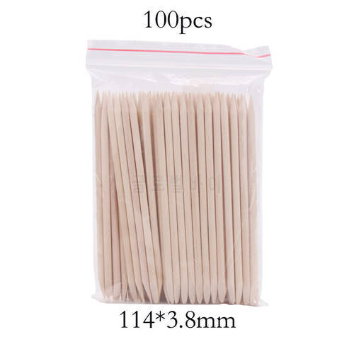 10/50/100 Pieces/set Orange Wooden Stick Cuticle Remover With Two Heads Different Sizes Dead Skin Remover Suitable Pedicure Nail