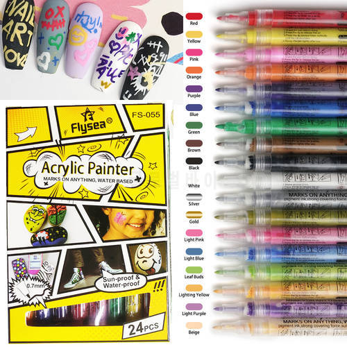 12/18/24Colors Nail Art Drawing Pen Graffiti Acrylic Pen Set Waterproof Painting Liner Brush DIY Colorful Beauty Manicure Tools