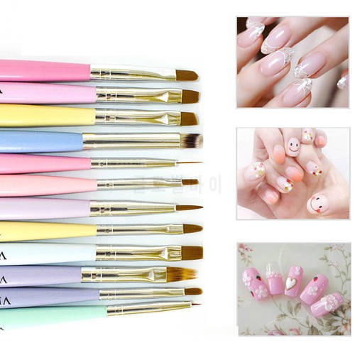 Crystal Acrylic Nail Art Liner Brush Set 12Pcs Gradient Manicure Thin Line Drawing Pen UV Gel Brushes Painting Tools Nail Pen