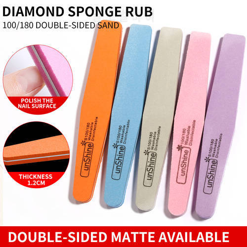10pcs Sponge File Double-sided Multi-color Thickness Grinding Strip Polishing Grinding Manicure Pedicure Nail Buffers File Tools