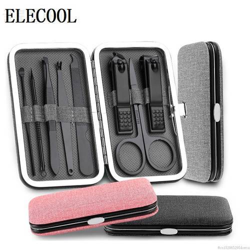 High Quality Stainless Steel Nail Clipper Sets Black Pink Grey Cutter Trimmer Ear Pick Grooming Kit Pedicure Toe Nail Art Tools