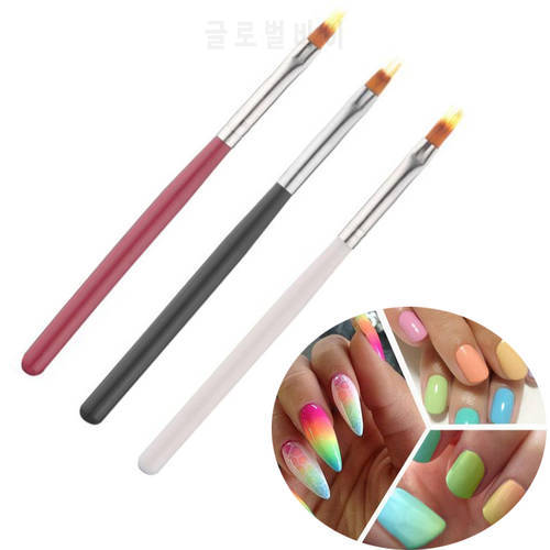 3pcs Nail Brush Pen UV Gel Gradient Bloom Nail Art Painting Wood Handle Nylon Hair Black White Red Draw Manicure Nail Tool