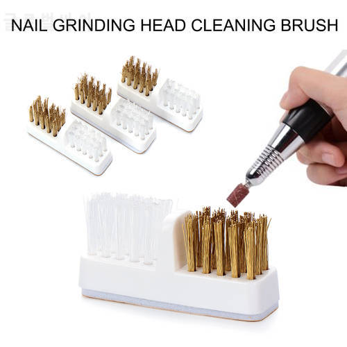 1Pcs Plastic Nail Brush Cleaning Drill Grinding Head Portable Cleaner Dual Brush UV Gel Nail Art Care Remove Dust Manicure Tools