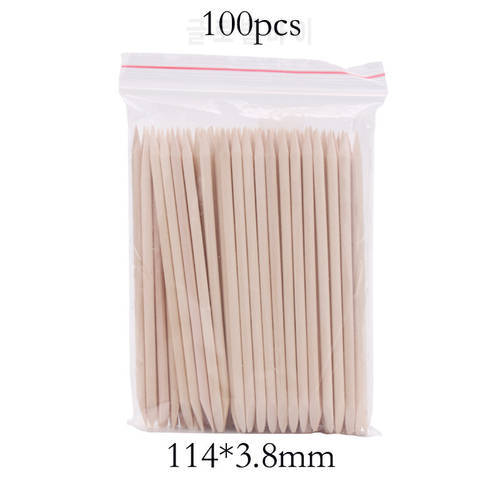 50/100pc bag Nail tool orange stick wooden sign dead skin push 11.4cm double-headed orange stick bag to decorate drill stick