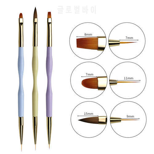 3Pcs/5Pcs Dual End Nail Art Brush Nail Art Line Painting Pen Acrylic Dotting Tools Brushes for Manicure Drawing Nail Art Tool