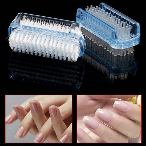 Double Sided Hand Nail Brush Cleaner Manicure Tool Plastic Nail Cleaning Scrubbing Brush