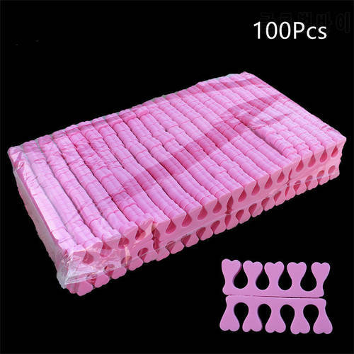 Soft Pink 100pcs Finger Toe Separators Manicure Pedicure Foot Care Compressed Sponge Nail Art Tools Suitable For Men And Women