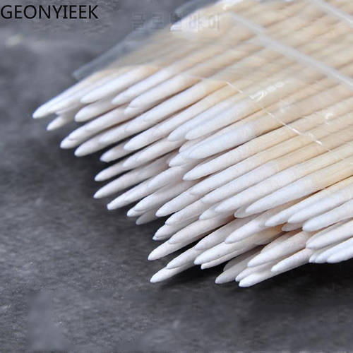 Nails Wood Cotton Swab Clean Sticks Buds Tip Wooden Cotton Head Manicure Detail Corrector Nail Polish Remover Art Tools