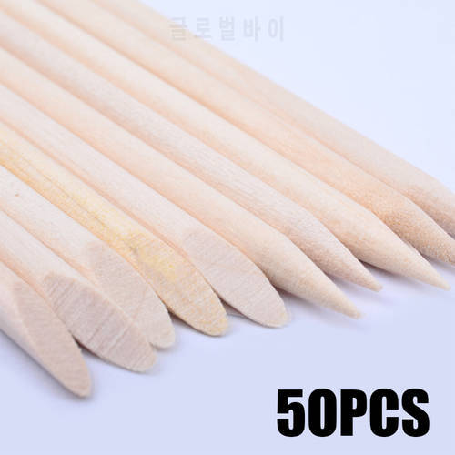 50PC Disposable Nail Art Cuticle Pusher Set Double Ended Wood Sticks Remove Polish Dead Skin Nail Push Pedicure Manicure Tools