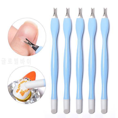 5PCS Multi-function Nail Cutter Remover Nail Cuticle Pusher Nipper Double Way Rhinestone Pen Silicone Carving Dotting Tool