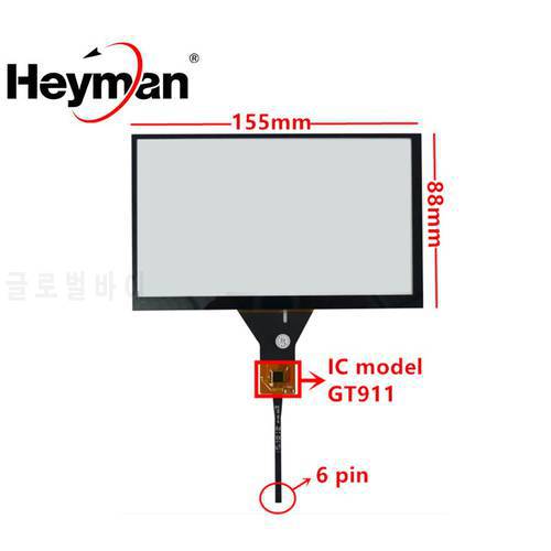 6.5 Inch 155mm*88mm GT911 Universal Capacitive Touch Digitizer For Car DVD Navigation TouchScreen Panel Glass