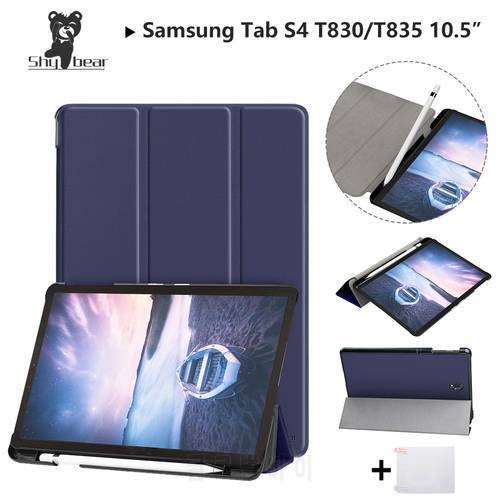 Pencil Case For Samsung Galaxy Tab S4 2018 10.5 T830 T835 SM-T835 Samsung S4 tab Pen-slot Protective Stand Cover Case+gift