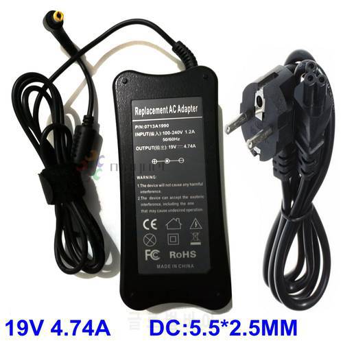 For Lenovo 19V 4.74A 90W AC Adapter For IdeaPad Y530 V60 Y430 G450 Y650 Y300 N500 0713A1990 PA-1900-52LC Power Supply With Cable