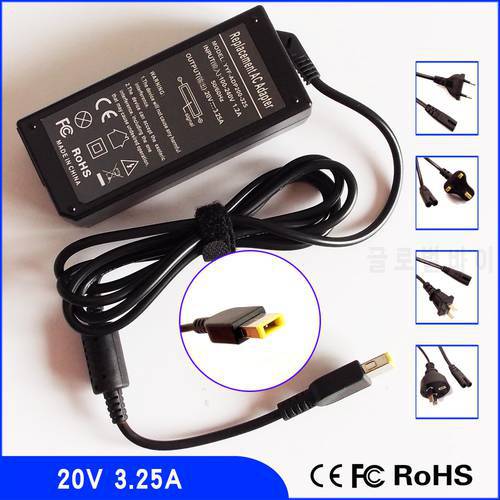 20V 3.25A Laptop Ac Adapter Charger for Lenovo L450 L460 L560 S410P S440 S540 S431 G400 G410 S215 T560 Z710 S500