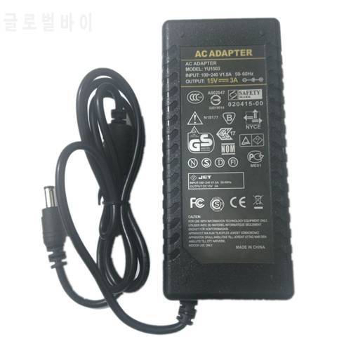 5PCS/LOT 15V3A AC DC Adapter Charger For 5050 3528 LED Light CCTV 15V 3A 45W Switch Power Supply DC 5.5*2.5/2.1mm