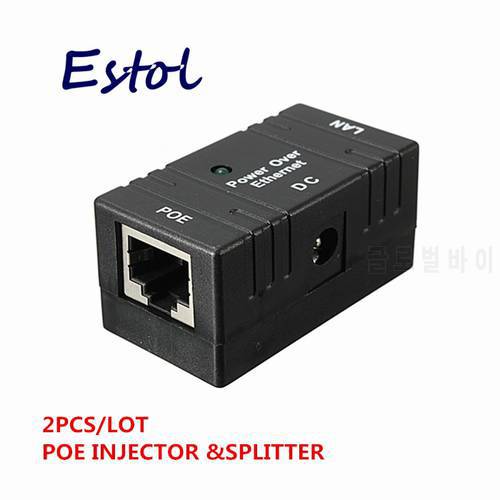 2 pcs/lot RJ45 Connector POE Injector Power over Ethernet Adapter For IP Camera,IP Phone,CCTV AP power supply