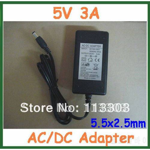 AC/DC Adapter 5V 3A 5.5*2.5mm / 5.5x2.5mm Charger Power Adapter Supply with AC Cable EU US AU UK Plug