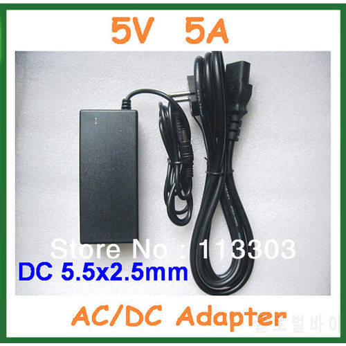 5V 5A 25W LED AC / DC Adapter Power Supply Adapter with AC Cable EU US AU UK Plug 5.5x2.5mm / 5.5*2.5mm